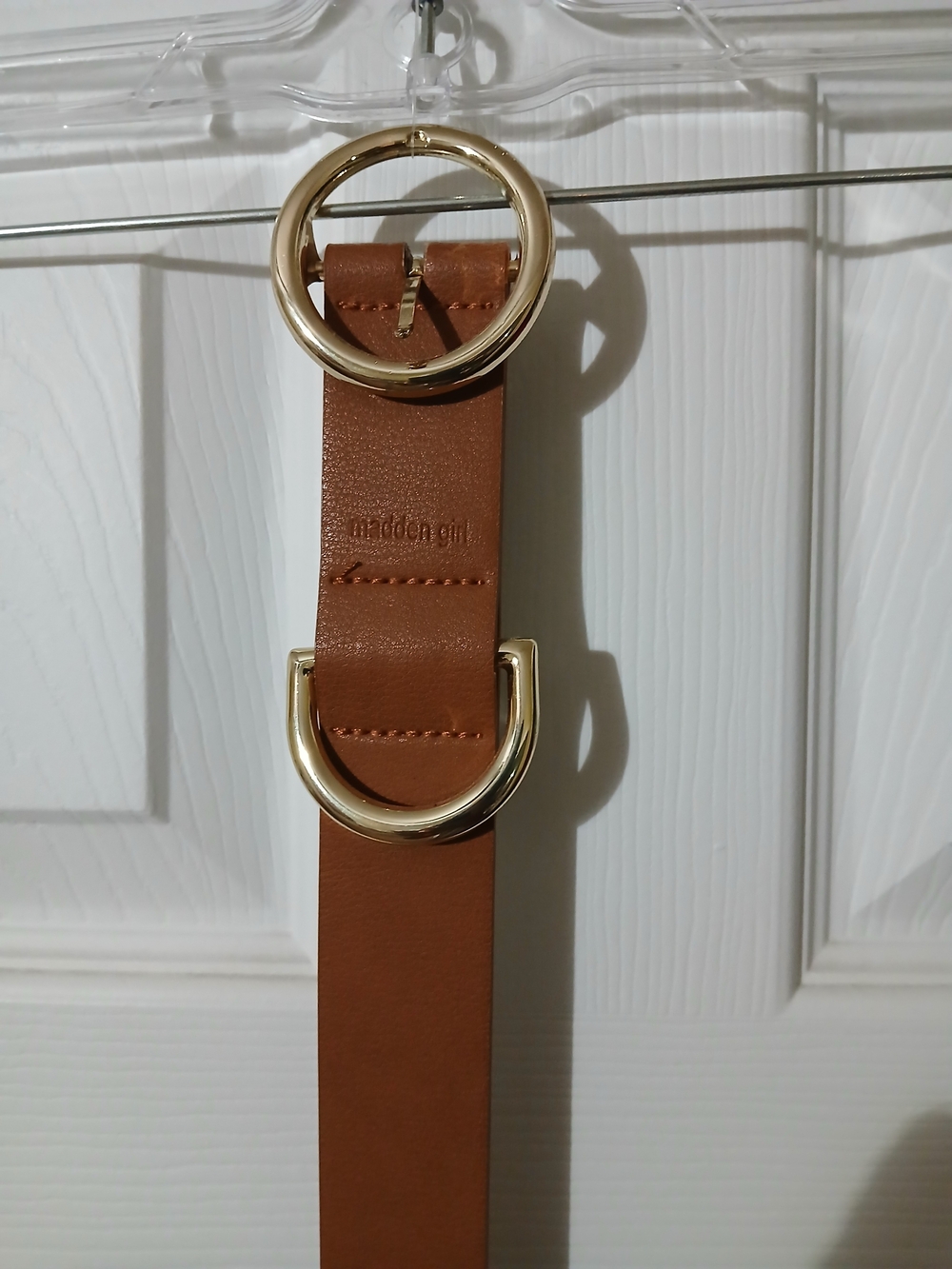 Madden Girl Brown Leather Belt with Gold Rings - Picture 4 of 9